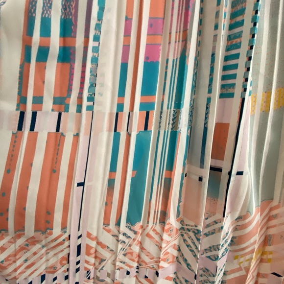 Anthropologie Abstract Pleated Midi Adjustable tie straps Dress XL new - Picture 8 of 10